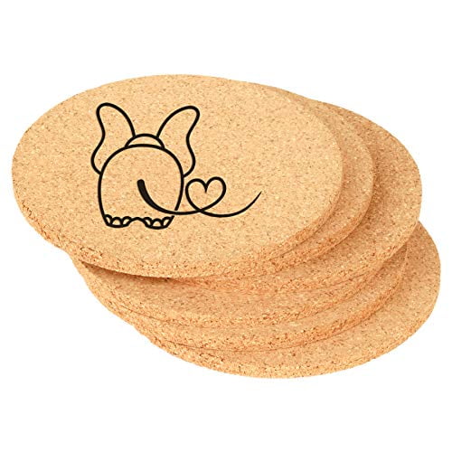Set of 6 Cork Drink Coasters Elephant In Love